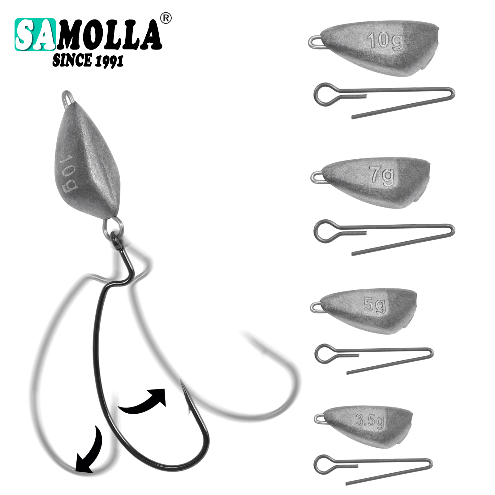 Fishing Hook Jig - SAMOLLA 5 шт. рыболовный вес с